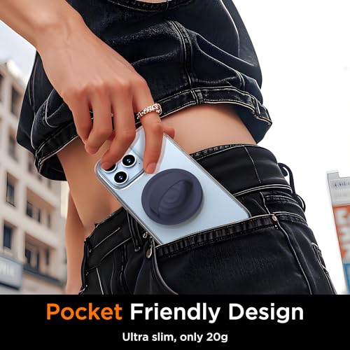 Upgraded Magnetic Phone Grip, Liquid Silicone Soft and Portable, Removable Finger Loop Ring Grip Holder for iPhone, Strong Magnetic Attraction, Compatible with MagSafe Phone Case, Midnight Blue - color: Midnight Blue