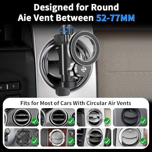 Car Magnetic Phone Holder Mount for Ford Mustang 2005-2023 (Not for Mach E)，F-150 2004-2014，F-250 2008-2016，F-350 2008-2016，Expedition 2003-2017 Circular Air Vent Accessories Cell Cellphone Stand