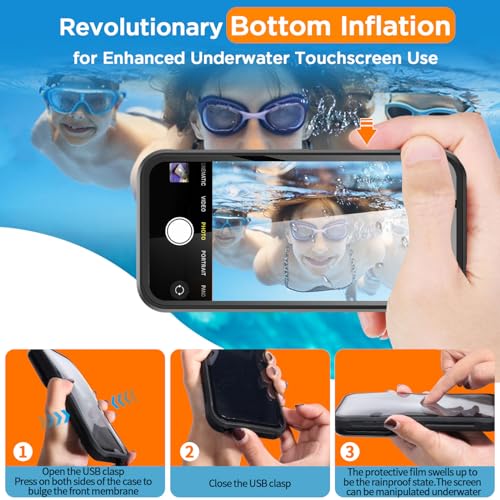 AICase Waterproof Phone Case,Universal Self-Check Function Underwater Pouch Dry Bag Beach Floating Shower Snorkeling for 16promax/16plus/15promax/15plus/14promax/14plus/13promax/12promax for 6.9" - size: iphone 6.9"