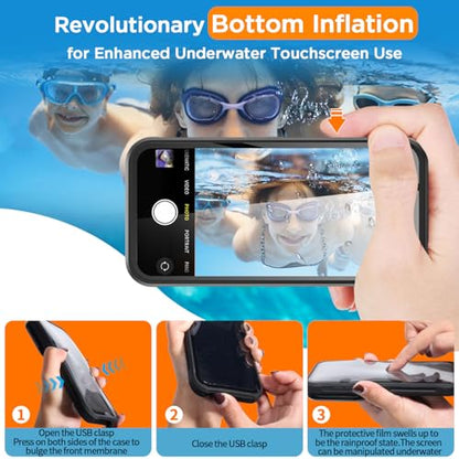 AICase Waterproof Phone Case,Universal Self-Check Function Underwater Pouch Dry Bag Beach Floating Shower Snorkeling for 16promax/16plus/15promax/15plus/14promax/14plus/13promax/12promax for 6.9" - size: iphone 6.9"