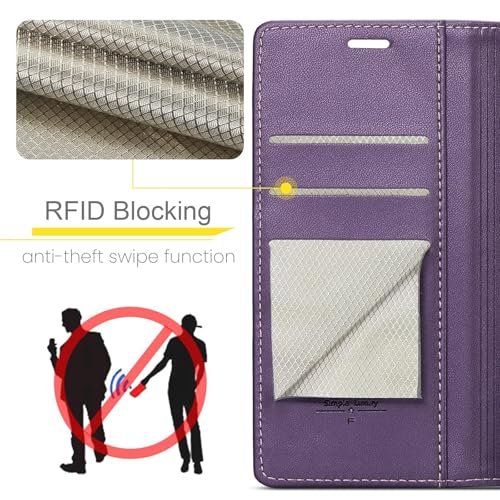 FLIPALM Wallet Case for Google Pixel 8a, Purple | Card Holder, RFID Blocking, PU Leather Folio Flip, Kickstand, Protective Shockproof Cover - color: Purple