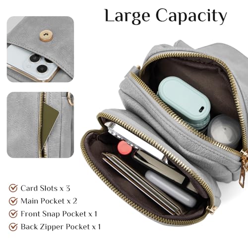 Fashion Small Crossbody Bags for Women Trendy Designer Cell Phone Purses | Adjustable Straps,with Card Holder,Detachable Wristlet Strap,small Cross Body Bag for Woman,Mini Bags,Travel Purse,Work,Gym - color: Lightgrey