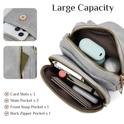 Fashion Small Crossbody Bags for Women Trendy Designer Cell Phone Purses | Adjustable Straps,with Card Holder,Detachable Wristlet Strap,small Cross Body Bag for Woman,Mini Bags,Travel Purse,Work,Gym - color: Lightgrey