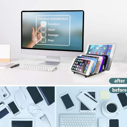 iCV Detachable Cell Phone Holder, Desktop Stand Station Stand for 5 Devices, Compatible with iPhone 15 14 13 12 Pro Xs Xs Max Xr X 8 Android Phone (Black) - color: Black