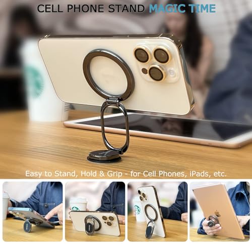 Doflyesky Magnetic Phone Ring Holder with Magsafe, Double Adjustable Gym Finger Ring Grip, Removable Phone Grip, for iPhone, iPad and Smartphones, Compatible with Magnetic Car Mount (Colorful) - color: colorful