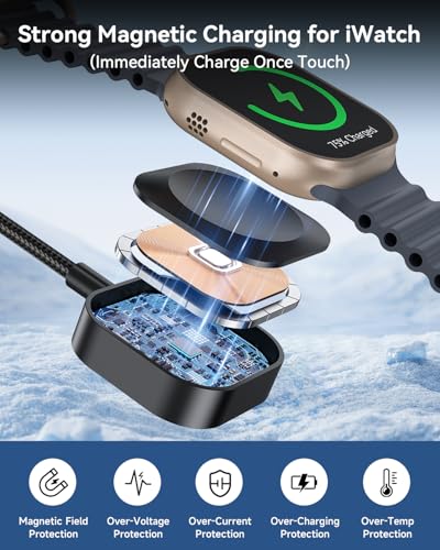 10FT Multi Charging Cable for Apple Watch, 100W Fast Charging, 4-in-2