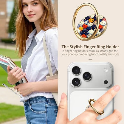 Cell Phone Ring Holder, Cute Phone Ring Grip Stand, 360°Rotation Funny Metal Kickstand Finger Grip Cute Funny Cats - color: Cute Funny Cats