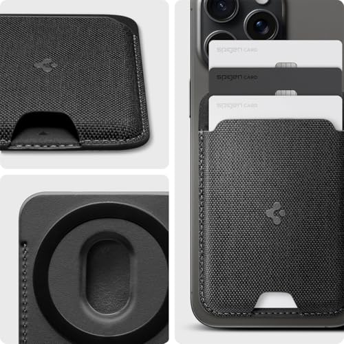 Spigen for MagSafe Wallet, Holds 3 Cards, Strong Magnet, Urban Fit MagFit - color: Fabric Black, size: 3-Cards
