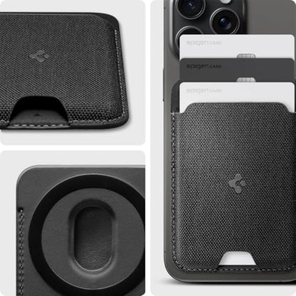 Spigen for MagSafe Wallet, Holds 3 Cards, Strong Magnet, Urban Fit MagFit - color: Fabric Black, size: 3-Cards