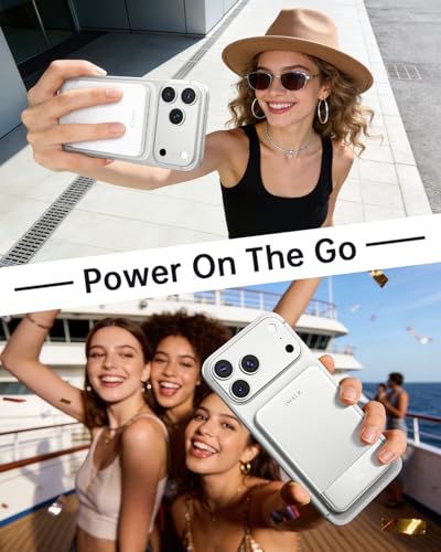 iWALK Magsafe Portable Charger 5,000mAh, Ultra-Slim Magnetic Wireless Power Bank with LED Display, PD 20W USB-C Fast Charging Battery Pack, Compatible with iPhone 17/17 Pro/16/15/14/13 Series, White - color: White