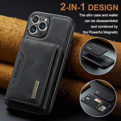 Leather Wallet Phone Cases Compatible with iPhone 15 Pro Case with Card Holder Men 6.1'' 2 in 1 Detachable Back Cover (Black, IP 15 Pro) - color: Black, size: IP 15 Pro