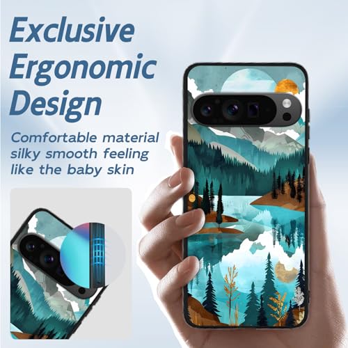 for Google Pixel 9 Pro XL Phone Case TPU Shockproof Full Body Protection Cover 6.8" Mountain Lake for Pixel 9 Pro XL Lightweight Compatible Wireless Charging Screen Protector Film - color: Mountain Lake