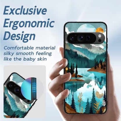 for Google Pixel 9 Pro XL Phone Case TPU Shockproof Full Body Protection Cover 6.8" Mountain Lake for Pixel 9 Pro XL Lightweight Compatible Wireless Charging Screen Protector Film - color: Mountain Lake