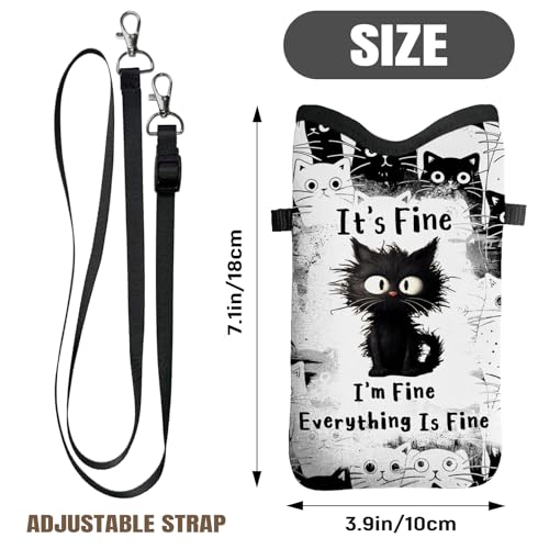 Cell Phone Sleeve Pouch Case Bag with Crossbody Strap Neck Lanyard for Women Men, Cat Lover Gifts Cell Phone Crossbody Bag 7.1x3.9 Inch - color: Fine Cats