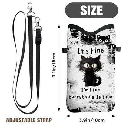 Cell Phone Sleeve Pouch Case Bag with Crossbody Strap Neck Lanyard for Women Men, Cat Lover Gifts Cell Phone Crossbody Bag 7.1x3.9 Inch - color: Fine Cats