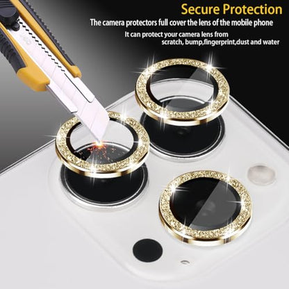 Camera Lens Protector for iPhone 16 Pro/16 Pro Max, Glitter Gold - color: Glitter Gold