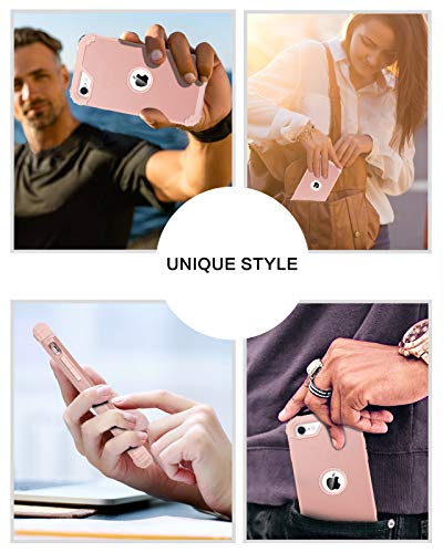 BENTOBEN for iPhone SE 2022 Case and Phone Case iPhone SE 2020, Heavy Duty 3 in 1 Full Body Rugged Shockproof Hybrid Hard PC Soft Rubber Bumper Drop Protective Girl Women Boy Men SE Cover, Rose Gold - color: Rose Gold