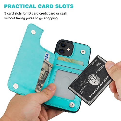 ONETOP for iPhone 12 Mini Wallet Case with Card Holder,LightBlue - color: Light Blue