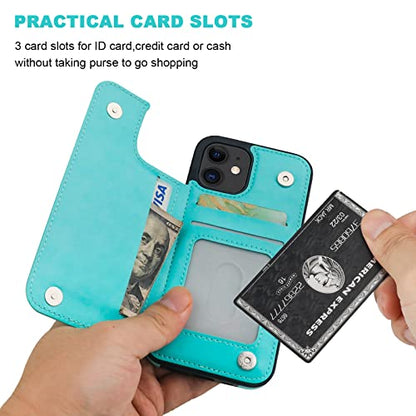 ONETOP for iPhone 12 Mini Wallet Case with Card Holder,LightBlue - color: Light Blue