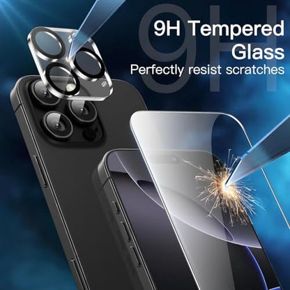 5 in 1 Clear Case for iPhone 16 6.1-Inch, with 2 Pack Full Coverage Tempered Glass Screen Protectors and Camera Lens Protectors, Non-Yellowing Shockproof Bumper Phone Cover - size: iPhone 16