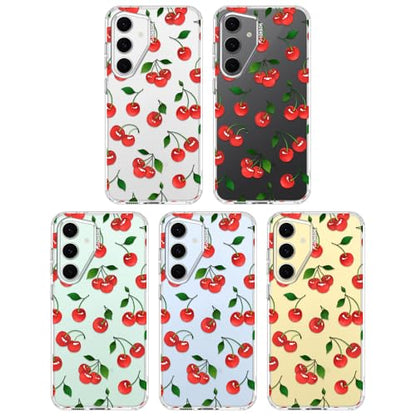 MOSNOVO Case for Samsung Galaxy S24 FE, [Buffertech 6.6ft Military-Grade Drop Protection] [Anti Peel Off Tech] Clear TPU Bumper Phone Case Cover Design - Cute Cherry - color: Clear - Cute Cherry, size: Samsung Galaxy S24 FE