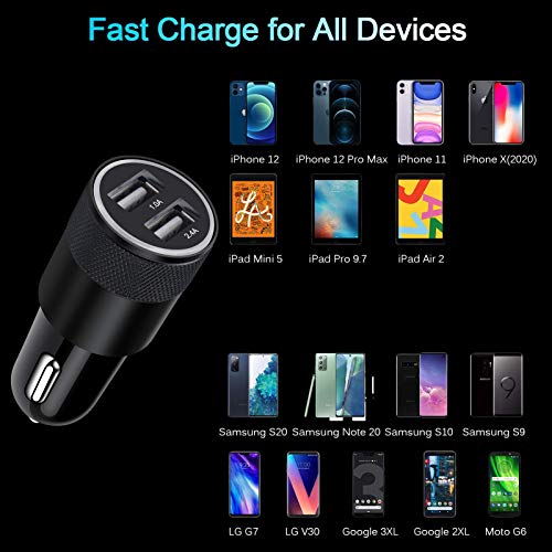 Fast Car Charger, 2Pack 3.4A Fast Charging Car Adapter Dual Port Cigarette