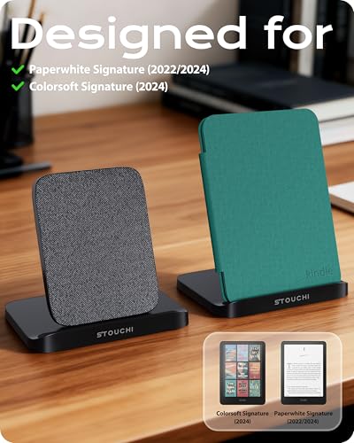 Stouchi Foldable Wireless Charging Dock Compatible with Kindle Paperwhite Signature Editions (2022 & 2024) and Colorsoft Signature Edition, Samsung Ebook，USB-C Charger Stand, Ready-to-Gift