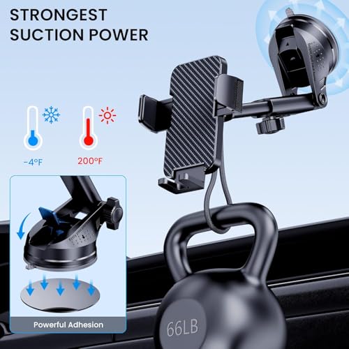 BIVGAZA Phone Holder Car [Military-Grade Suction] Universal Car Phone Holder [Thick Case Friendly] Automobile Accessories Dashboard Air Vent Windshield Phone Mount Fit for iPhone Android Smartphones - size: Large