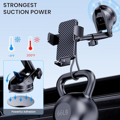 BIVGAZA Phone Holder Car [Military-Grade Suction] Universal Car Phone Holder [Thick Case Friendly] Automobile Accessories Dashboard Air Vent Windshield Phone Mount Fit for iPhone Android Smartphones - size: Large