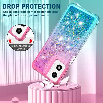 for Moto G Play 2024 Case with Screen Protector, Pink Blue - color: Pink and Blue