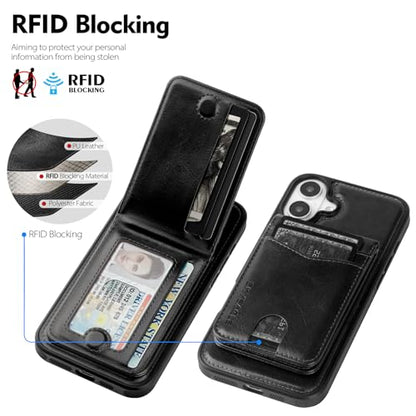 SkyEagle for iPhone 16 Plus Wallet Case with Card Holder,Black - color: Black, size: iPhone 16 Plus - 6.7"