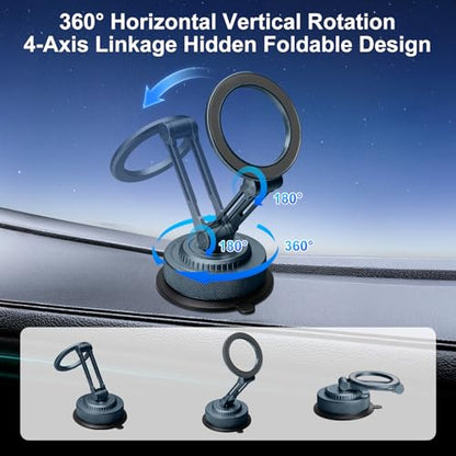 PIEPIE All-Metal Alloy Magnetic Suction Cup Car Phone Mount Holder Dash