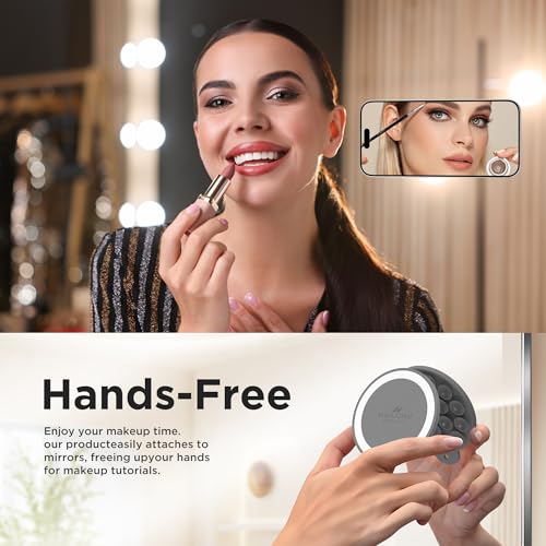 Magnetic Suction Cup Phone Mount with MagSafe, Silicone Hands-Free Grip Holder for iPhone Case and Android, Mirror Shower Phone Stand for Makeup FaceTime Gym Kitchen Bathroom, Gray - color: Gray