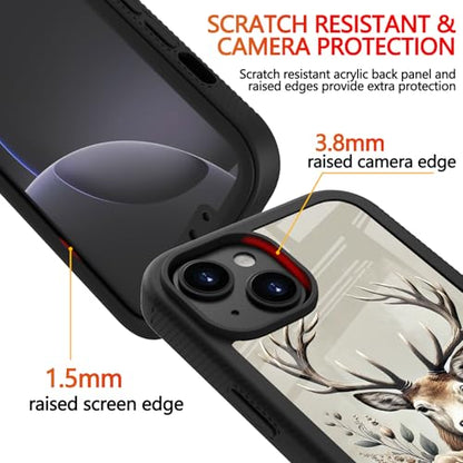 Compatible with iPhone 14 / iPhone 13 Case – Rugged Full-Body Protective Cover for Women Men Dual Layer Shockproof Bumper, Heavy-Duty Phone Case - Deer Flower 101 - color: Deer Flower 101