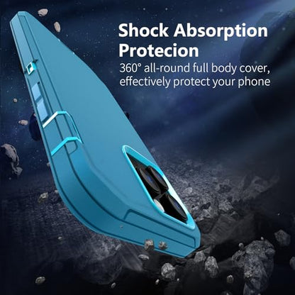 Sansunto for iPhone 13 Pro Max & iPhone 12 Pro Max Heavy Duty Shockproof Case, Full Body Protection Silicone Rubber with Hard PC Tough Rugged Durable Phone Cover for Boys & Men. (Teal/Turquoise) - color: Teal/Turquoise
