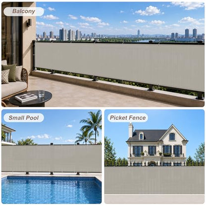 SUNNY GUARD 3' x 10' Balcony Privacy Screen, HDPE Patio Railing Cover Fence - color: Brown-grey, size: 0 3' x 1 0'