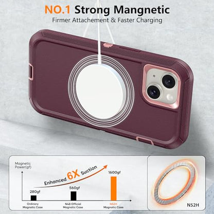 TUTUKII Magnetic for iPhone iPhone 15, 14 & 13 Case with Belt Clip Holster Dark Purple - color: Purple with Clip