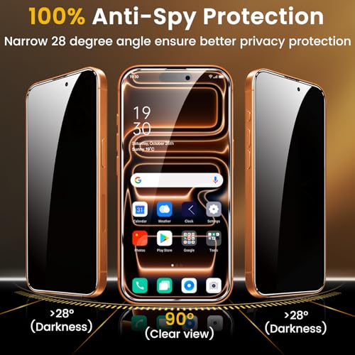 Romkasi 3 Pack Privacy Screen Protector for iPhone 17 Pro Max 6.9 Inch with 3 Pack Camera Lens Protector, Anti Spy Tempered Glass Film, Anti-Scratch, Touch Sensitive, Case Friendly - color: iPhone 17 Pro Max