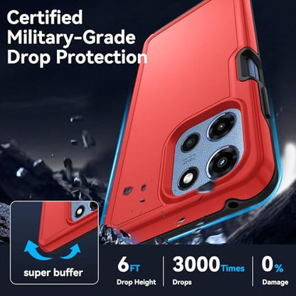 for Motorola Moto G 5G 2025/2026 Case with HD Screen Protector, Moto G Play 2026 Heavy Duty Shockproof Military Grade Full Body Protection Phone Cover (Red/Black) - color: Red/Black