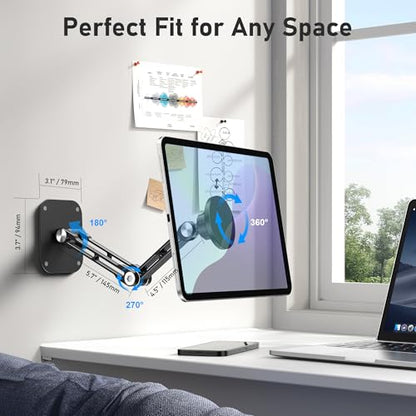 Magnetic iPad Wall Mount, Aluminum Dual-Arm Tablet Mount Holder - color: Black, size: 4.7"-15.6" - 2 arm mount