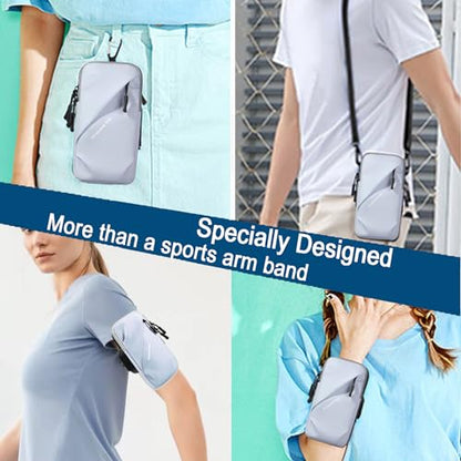 Prime Comfort Cell Phone Carrier - Arm Band, Cross Body Bag, Holster for Men Women - Cell Phone Holder for Running Walking - Light Blue - color: Light Blue
