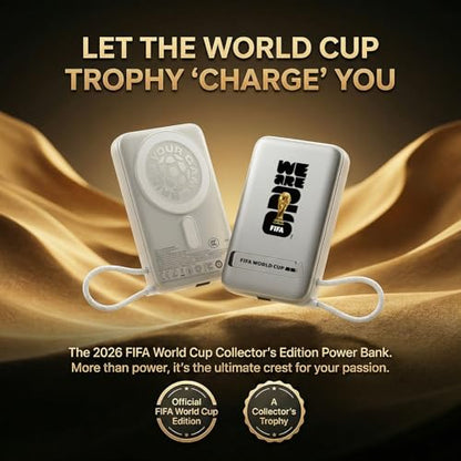 2026 FIFA Licensed 10000mAh Magnetic Power Bank with Built-in Cable and Stand, 15W Wireless Battery Pack for iPhone 17/16 Series, Apple Watch, FIFA World Cup 2026 Official Merchandise,Titanium Silver - color: Titanium Silver