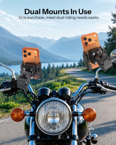 OMOTON BK01 Anti-Vibration Bike Phone Mount, Quick Lock for Riders 2 Packs - color: 6-Black & Orange