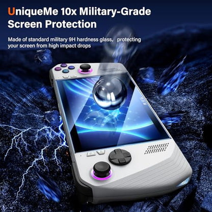 UniqueMe [3 Pack] Screen Protector Compatible with ASUS ROG Ally Handheld 2023 7.0-inch,Tempered Glass Transparent Ultra HD Screen Protector, 9H Hardness Anti Scratch Bubble Free Anti-Fingerprint - size: 6.8 inch
