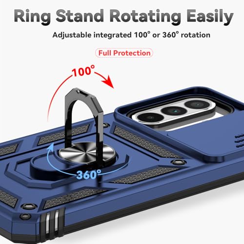 for Samsung Galaxy A36 5G Case with Slide Camera Cover HD Screen Protector [Military Grade 16ft. Drop Tested] Magnetic Ring Holder Kickstand Protective Phone Case for Galaxy A36 5G 2025, Navy Blue - color: Navy Blue w/ Slide Camera 2nd gen. Military Grade