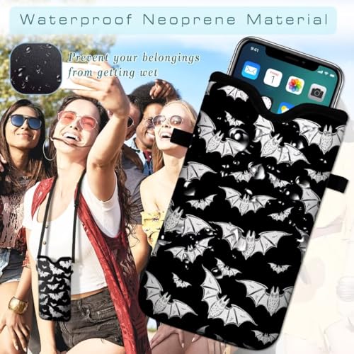 Cell Phone Sleeves Bag Case Crossbody Neoprene Holder Lanyard Phone Pouch for Women Men 7.5 X 4.5 Inches - Bat - color: BAT
