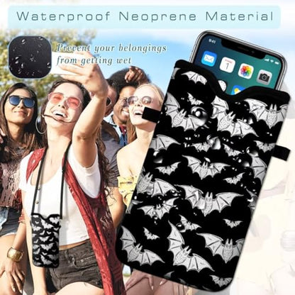 Cell Phone Sleeves Bag Case Crossbody Neoprene Holder Lanyard Phone Pouch for Women Men 7.5 X 4.5 Inches - Bat - color: BAT