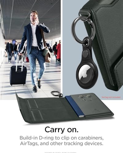 Spigen Life Passport Card Cover Holder, RFID Blocking | Travel Document Organizer, SIM Card Pin Included - Black - color: Military Green