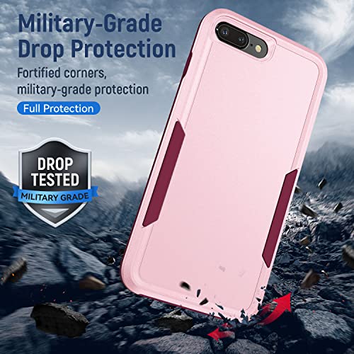 for iPhone 7 Plus Case,with HD Screen Protector,[Military Grade Drop Tested] Heavy-Duty Tough Rugged Shockproof Protective Phone Case for iPhone 8 Plus 5.5”, Pink - color: Pink