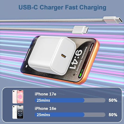 iPhone 17 16 Charger,USB C Wall Charger Block Chargers Fast Charging with 10FT USBC to C Woven Cable for iPhone 17e/17/17 Pro/17 Pro Max/17 Air/iPhone 16/16 Plus/16 Pro Max/16e/15/15Pro,iPad Pro - size: 1PACK 10FT